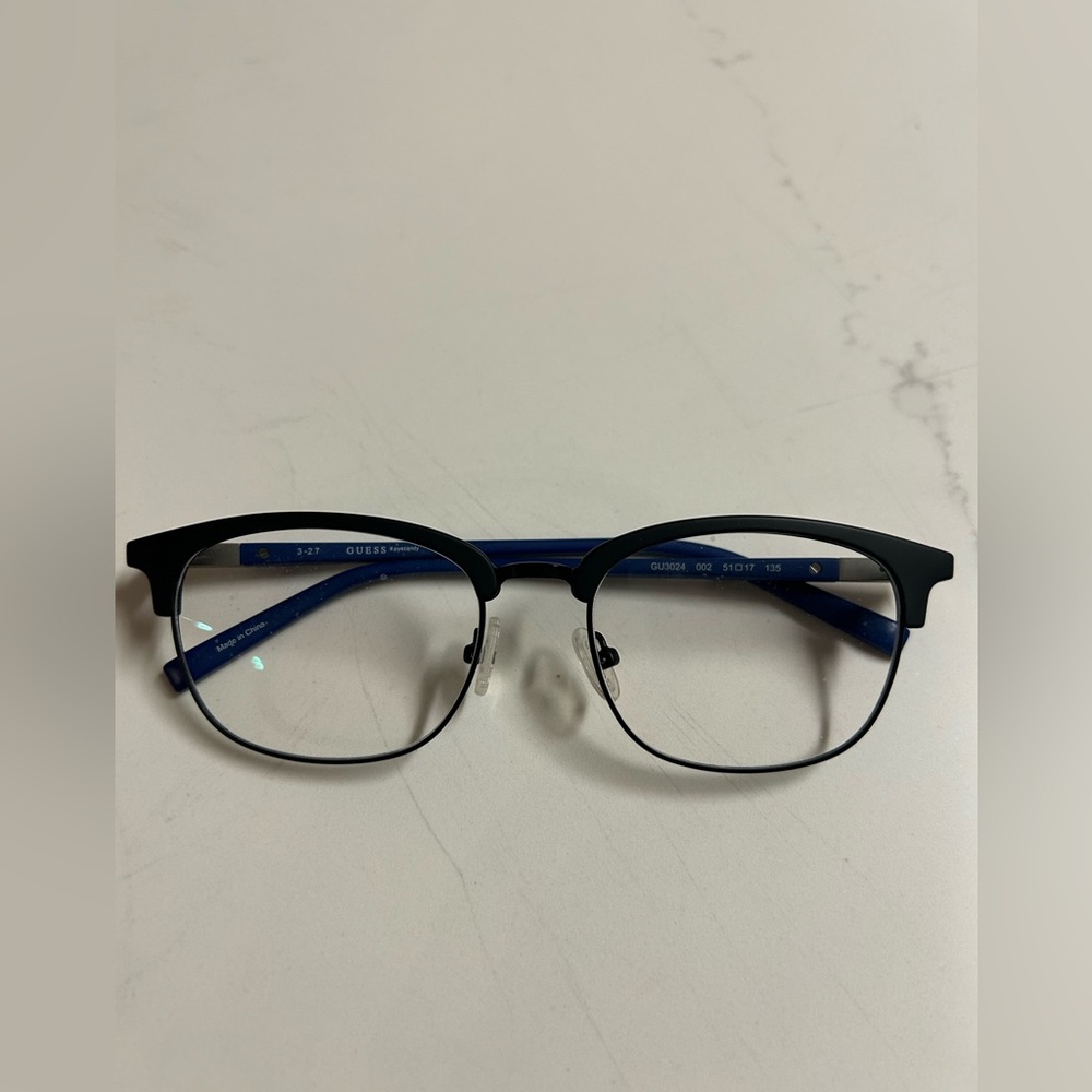 👨‍🏫GUESS GU3024 Matte Black/ Blue Round Womens Eyeglasses Frame 51-17-135